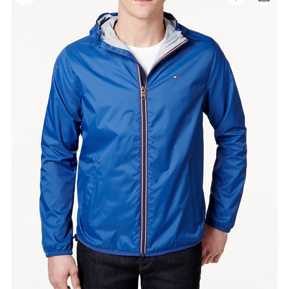 Tommy Hilfiger Men's zip front hooded windbreaker size S color Blue